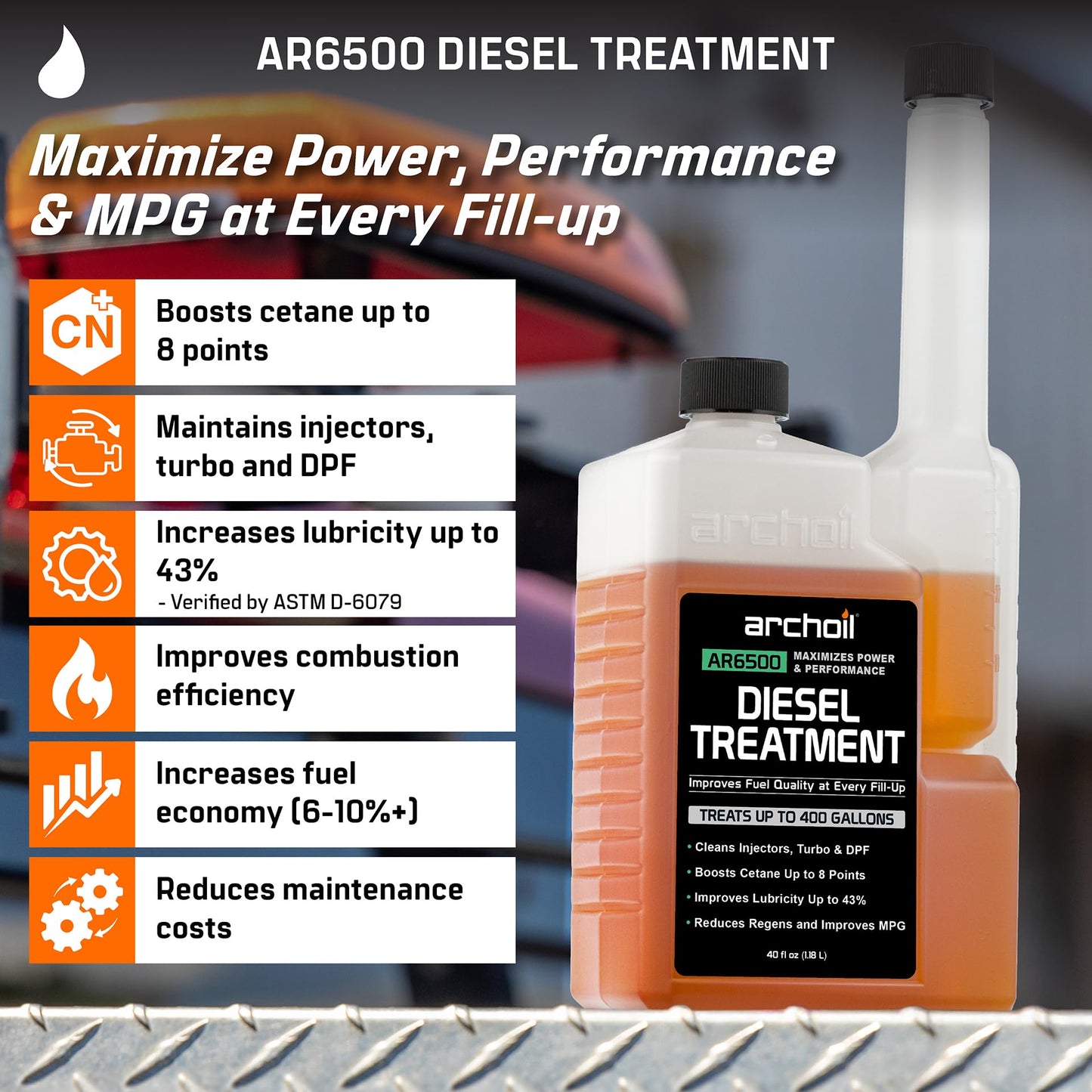 Archoil Diesel Fuel System Kit - AR6400-D (12 oz) + AR6500 (40 oz) - Complete Restoration For All Diesel Engines, Injector Cleaner, Lubricity Improver, DPF & Turbo Deposit Control, Cetane Booster