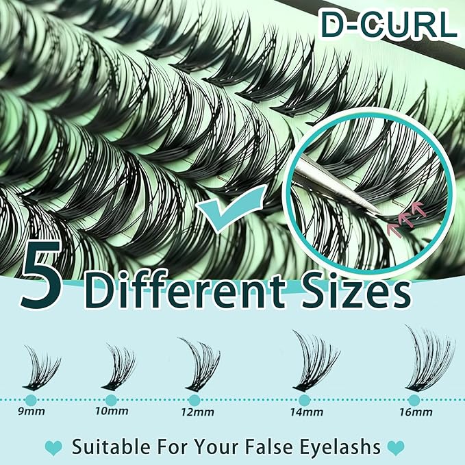 Wispy Lash Clusters Kit 640pcs Eyelash Cluster Extensions Curl Individual False Eyelashes Natural Fluffy Mink Lash Extension Kit (Lash Clusters-30D+40D+50D+60D+80D+100D KIT, Lash Clusters)