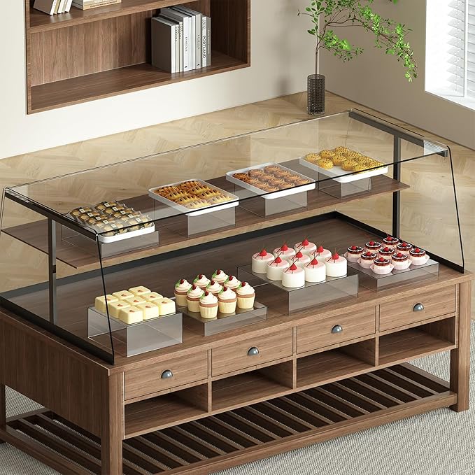 8 Pcs Clear Acrylic Boxes for Display as Buffet Risers and Stands, Food Risers for Party, Table, Stands, including 12", 11", 10.5", 9.5", 8.5", 7.5", 6.8", 5" (Extra Large, 8Pcs, Clear)
