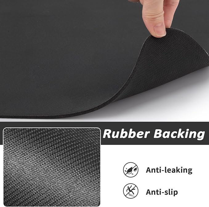 Dog Food Mat - Absorbent Cat Mat for Food and Water, No Stains Pet Feeding Bowl Mat, Easy to Clean Pet Placemats, Quick Dry Dog Water Dispenser Mat for Messy Drinkers | Paw Black 18"x 28"