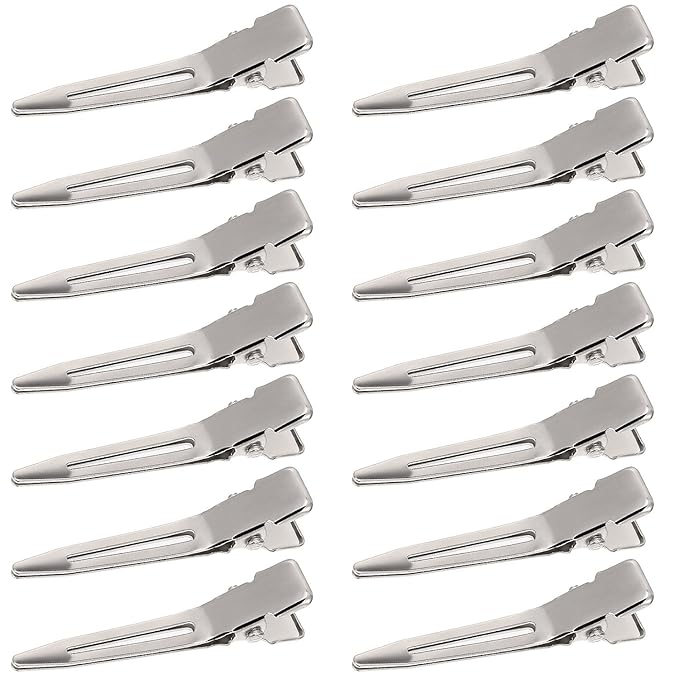 Hicarer 1.75 Inches Single Prong Hair Clips, 50 Pack - Durable Metal Alligator Clips for Dreads Lock Clips, Hair Extensions, Pin Curls, Hair Pins