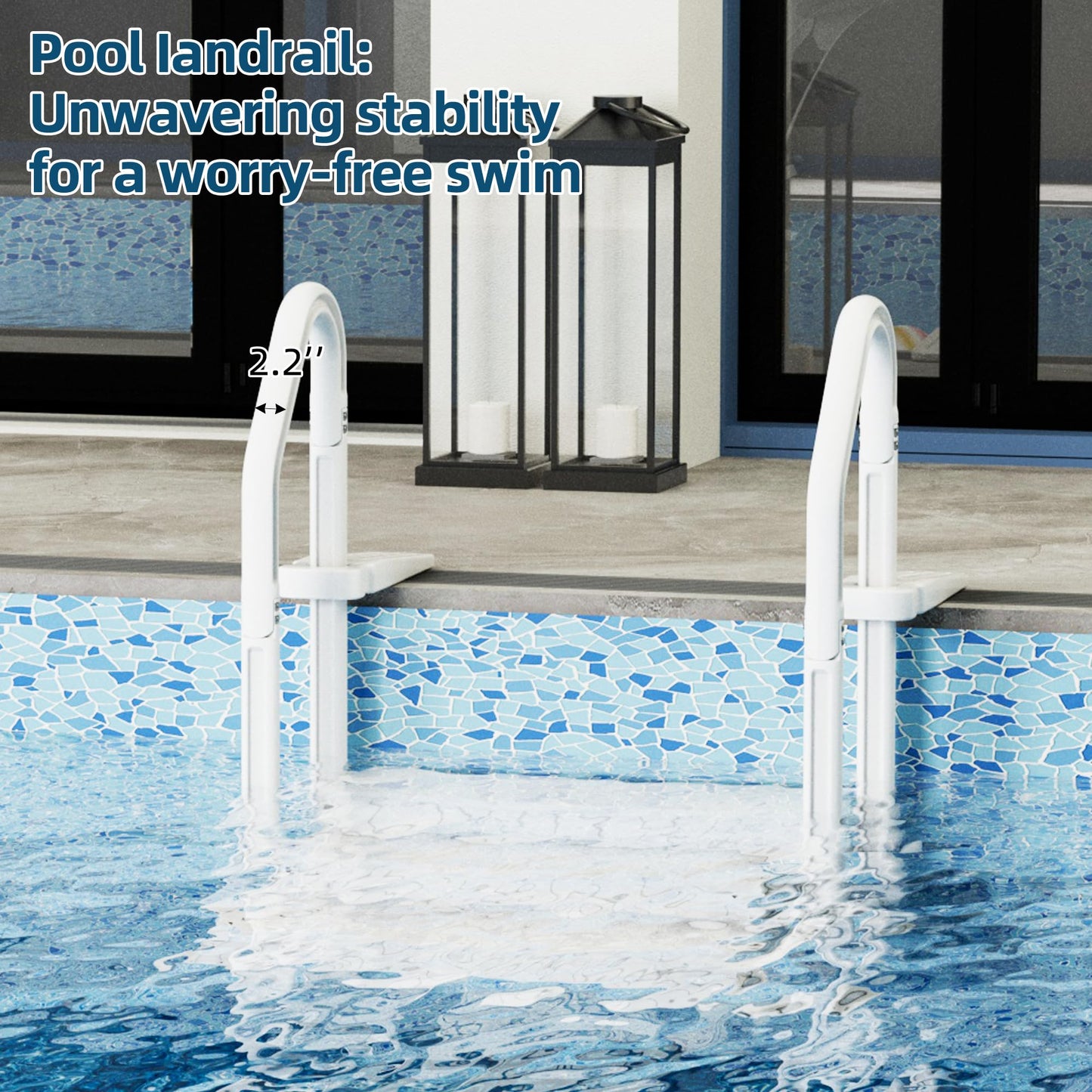 UPHYB Pool Ladder, 3-Step Pool Stairs with Double Handrails and Non-Slip Steps for 36-50” Above Ground and In-Ground Pools, White