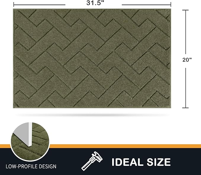 PURRUGS Dirt Trapping Door Mat 20" x 31.5", Non-Slip Machine Washable Entry Rug, Dog Doormat, Indoor Front Door Mat, Super Absorbent Entryway Rug for Muddy Shoes & Paws, Sage Green