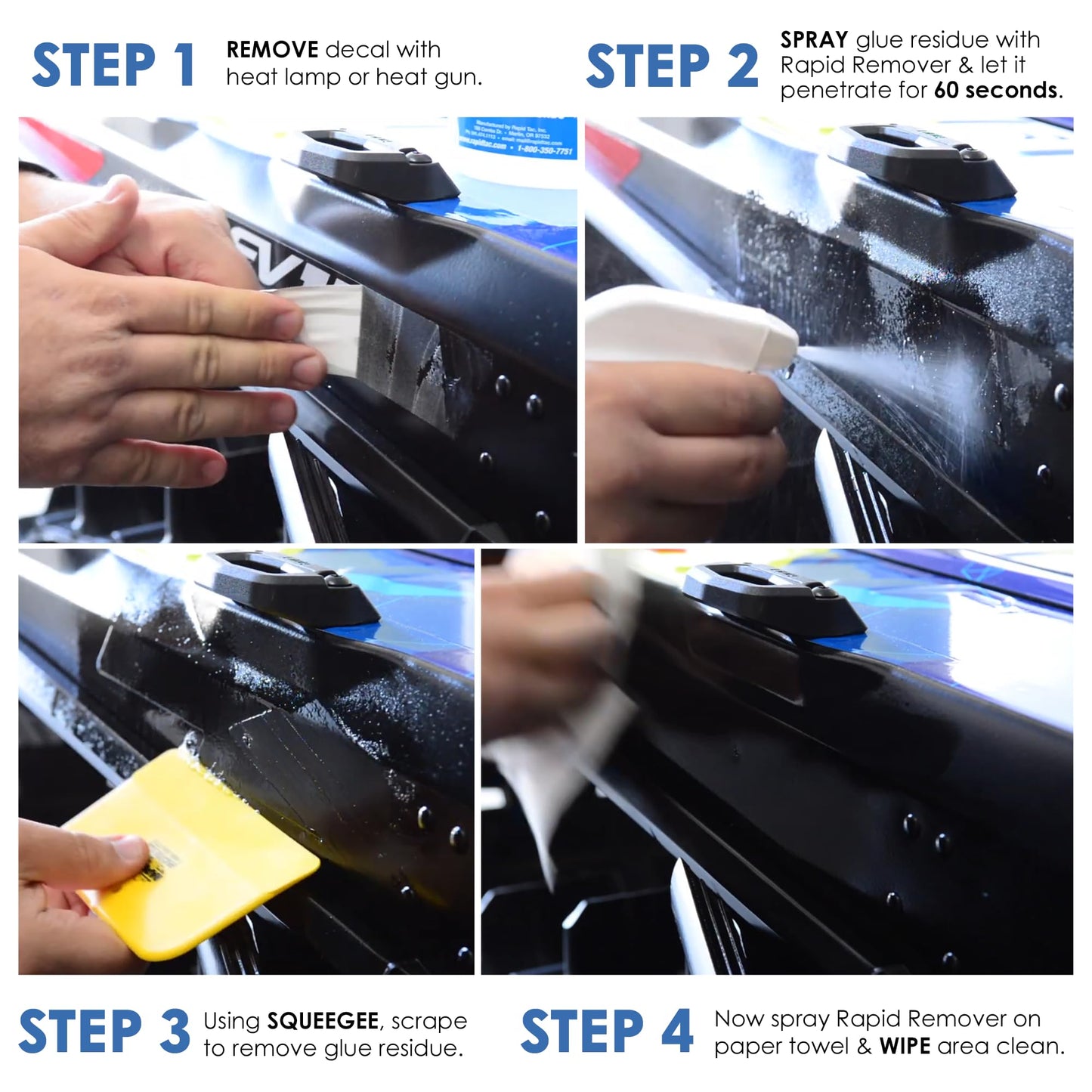 Rapid Tac Rapid Remover Adhesive Remover 128 oz (1 Gallon) | Removes Most Adhesives in 30–60 Seconds | Safe Water-Soluble Formula | Cold Weather Ready | for Vinyl Wraps, Graphics, Decals, and Stripes