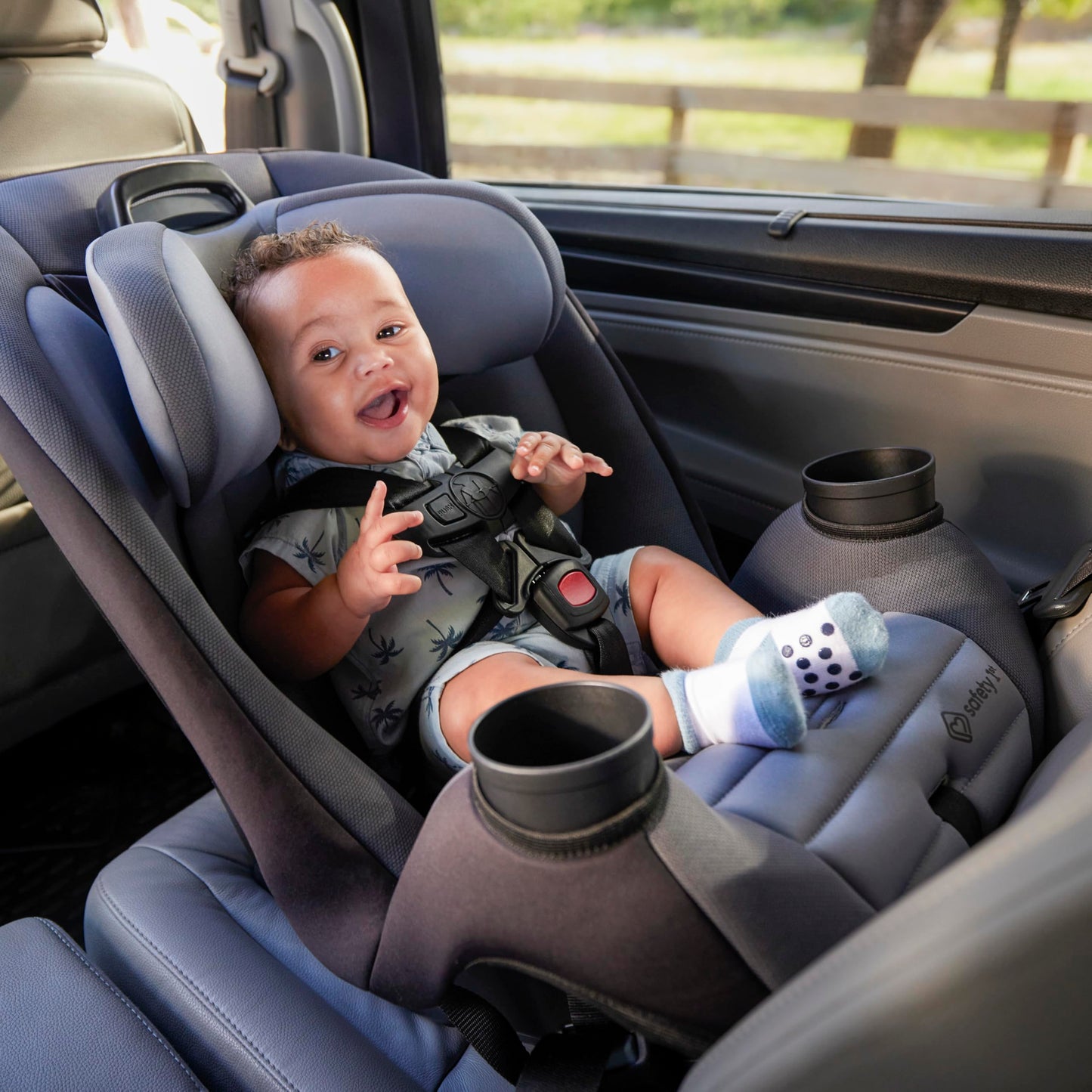 Safety 1st Ellaris 3-in-1 Convertible Car Seat, Slim Fit Design, Rear & Forward-Facing, 5-Position Headrest, 3-Across Fit, Travel-Friendly with Machine-Washable Seat Pad, Smokey Haze