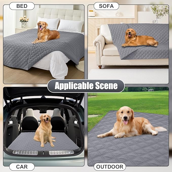 Smiry Waterproof Dog Bed Cover Pet Blanket, Soft Washable Dog Blanket for Furniture Bed Couch Sofa Reversible, Checkered (40"x50", Grey/Grey)
