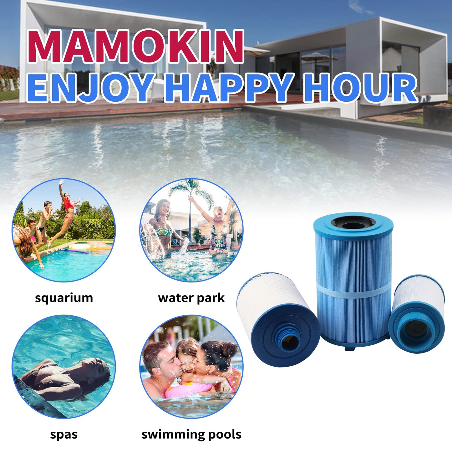 Mamokin 303279 Hot Tub Filter Replaces Filbur FC-2402, 5CH-37, PFF42TC-P4, 78460 and Lifesmart, AquaTerra, Fantasy, Freeflow, Simplicity, Bermuda, Aspire, Azure, Spa Filter-2 Pack
