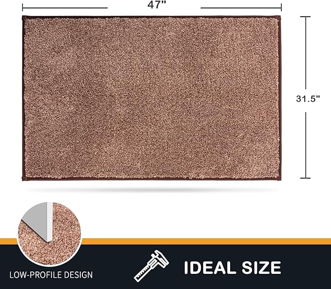 PURRUGS Dirt Trapping Door Mat 31.5" x 47", Non-Slip Machine Washable Entryway Rug, Dog Doormat, Indoor Front Door Mat, Super Absorbent Entry Rug for Muddy Shoes & Paws, Brown-Light Cream