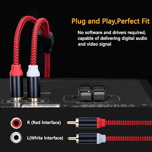 RCA Cable 15Ft,2Rca Male to 2-Rca Male Audio Stereo Subwoofer Cable [Hi-Fi Sound] Nylon-Braided Auxiliary Audio Cord for Home Theater, HDTV, Amplifiers, Hi-Fi Systems,Speakers and etc(15Ft/5M)