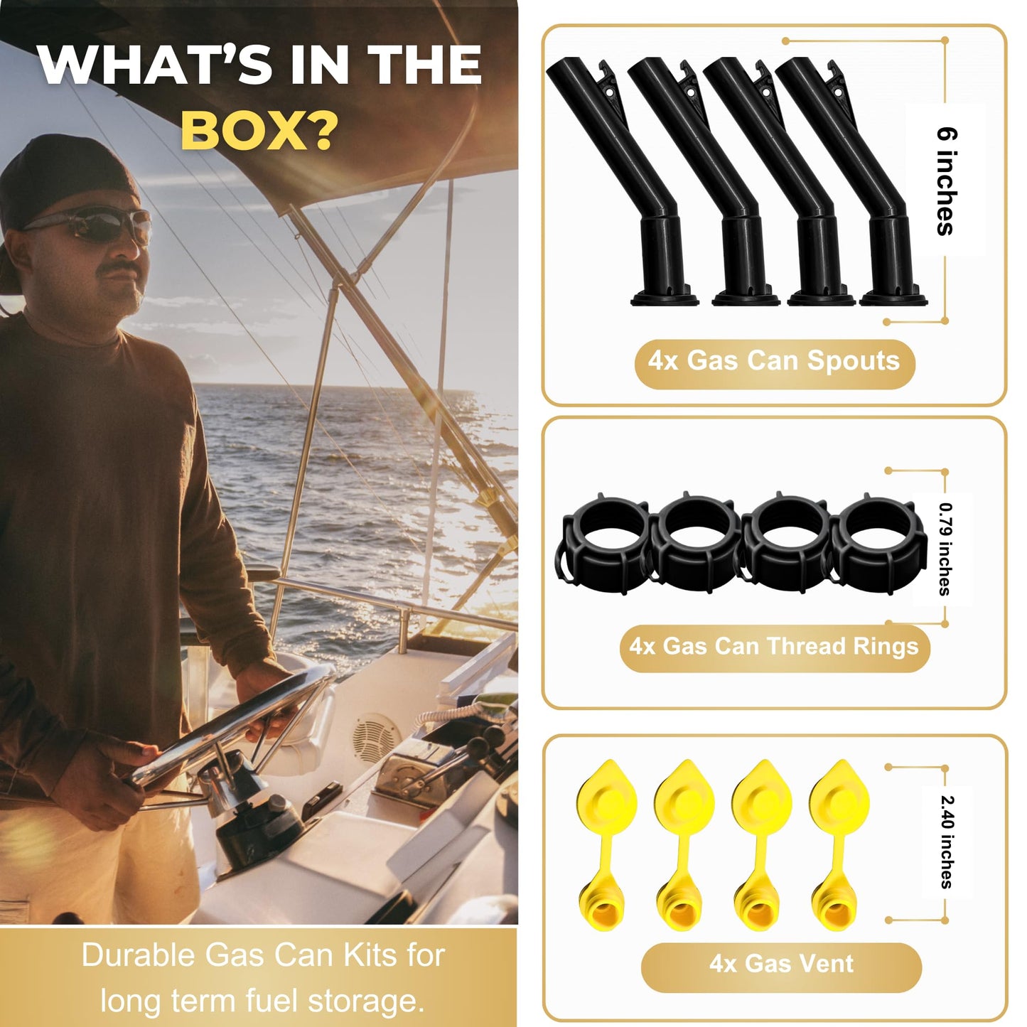 Mr Yellow Cap Gas Can Spout Replacement Old Style For 𝐁𝐥𝐢𝐭𝐳 𝐂𝐨𝐧𝐭𝐚𝐢𝐧𝐞𝐫𝐬 𝐎𝐍𝐋𝐘 - 4 Can Nozzle Replacement, 4 Rings & 4 Gas Can Vents, Fuel Can Spout Replacement, Gas Tank Nozzle