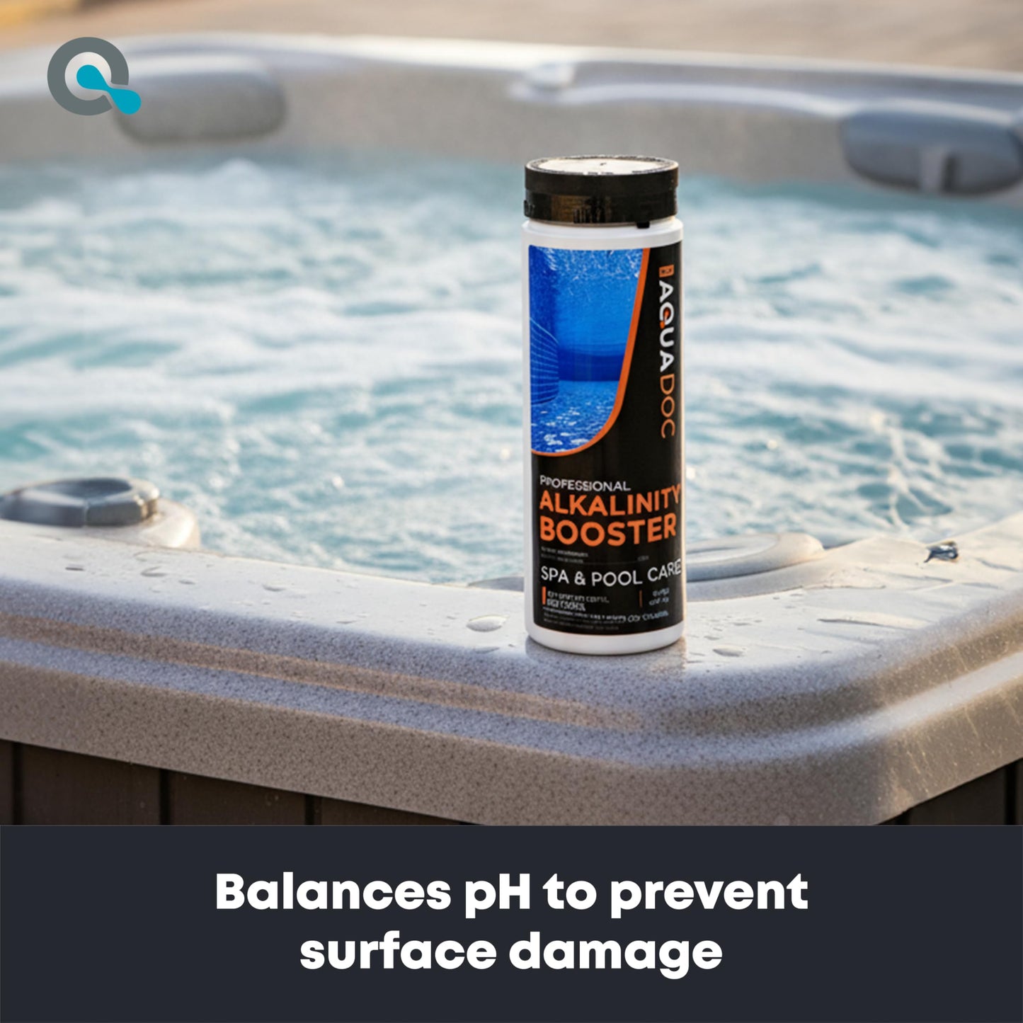 AquaDoc Spa Alkalinity Increaser for Hot Tub - 32oz (2 Pack) - Sodium Bicarbonate Granules for Water Balance and Preventing pH Bounce - Made in USA