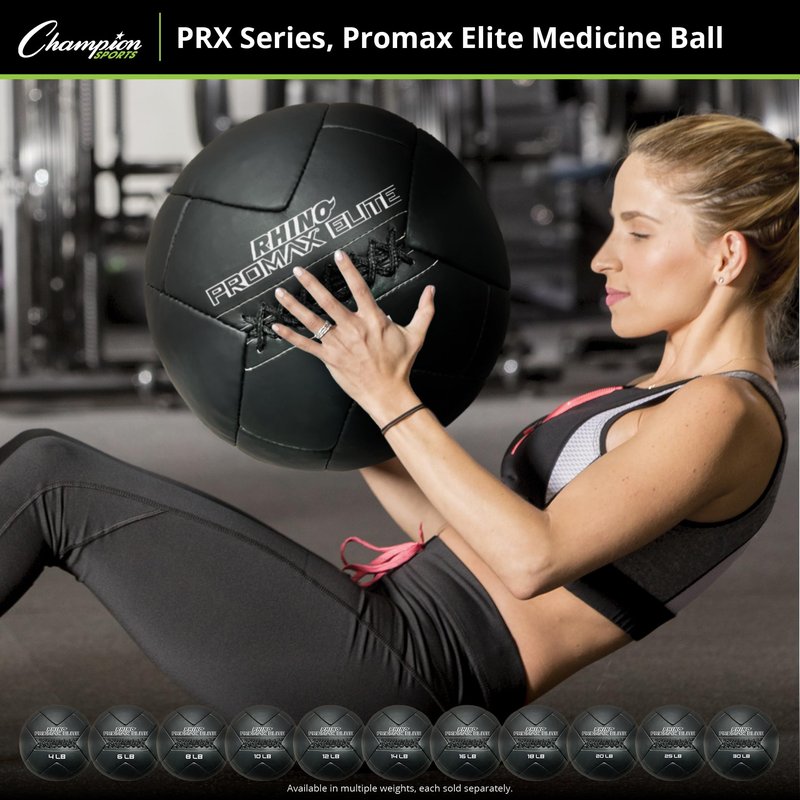 Champion Sports PRX10 Rhino Promax Elite Slam Balls, 10 lb, Soft Shell with Non-Slip Grip, Medicine Wall Exercise Ball for Weightlifting, Plyometrics, Cross Training, & Home Gym Fitness