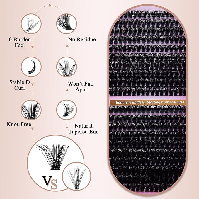 RITALASH Lash Extension Kit DIY Lash Clusters 800pcs Cluster Lashes Individual Lashes Book Set Eyelash Extension Kit with Lash Bond and Seal,Lash Remover,Lash Tweezers(20D+40D+60D+100D Kit,8-16mm)
