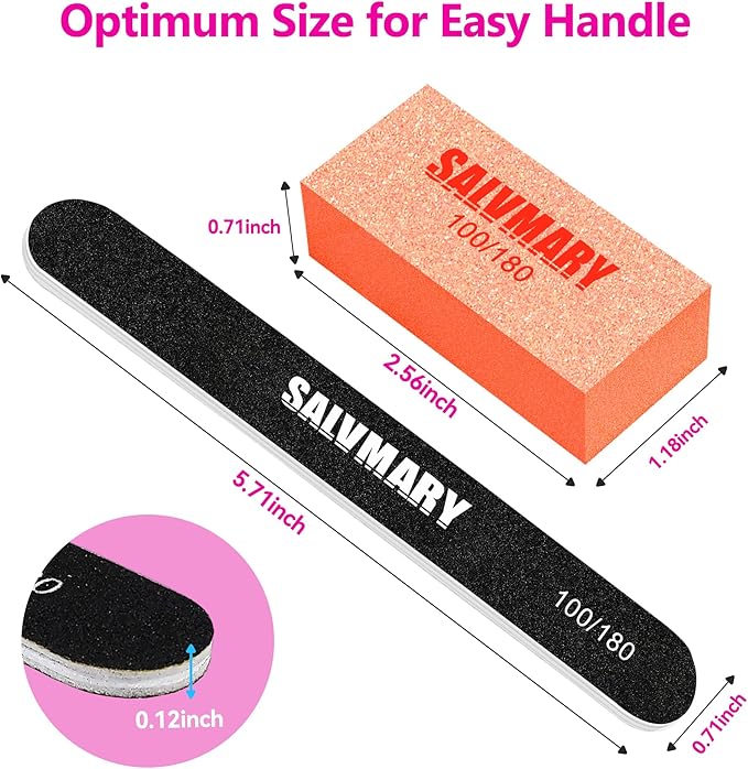 Nail Files and Buffers Set, 100/180 & 180/240 Grit Double Sided Emery Boards Nail File and Nail Buffer Blocks for Nails Manicure Tools Kit 4Pcs