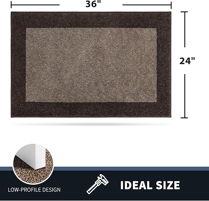 PURRUGS Dirt Trapping Door Mat 24" x 36", Non-Slip Washable Entry Mat, Dog Doormat, Front Door Mat, Super Absorbent Entrance Mat for Muddy Shoes & Paws, Grayish Brown & Coffee