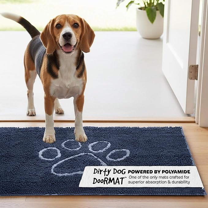 Dog Gone Smart Dirty Dog Doormat - Fast Drying Rug with Super Gripper Backing for Clean Floors - Super Absorbent and Machine Washable Mat for Muddy Paws - Mist Grey