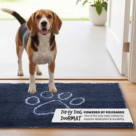 Dog Gone Smart Dirty Dog Doormat - Fast Drying Rug with Super Gripper Backing for Clean Floors - Super Absorbent and Machine Washable Mat for Muddy Paws - Mist Grey