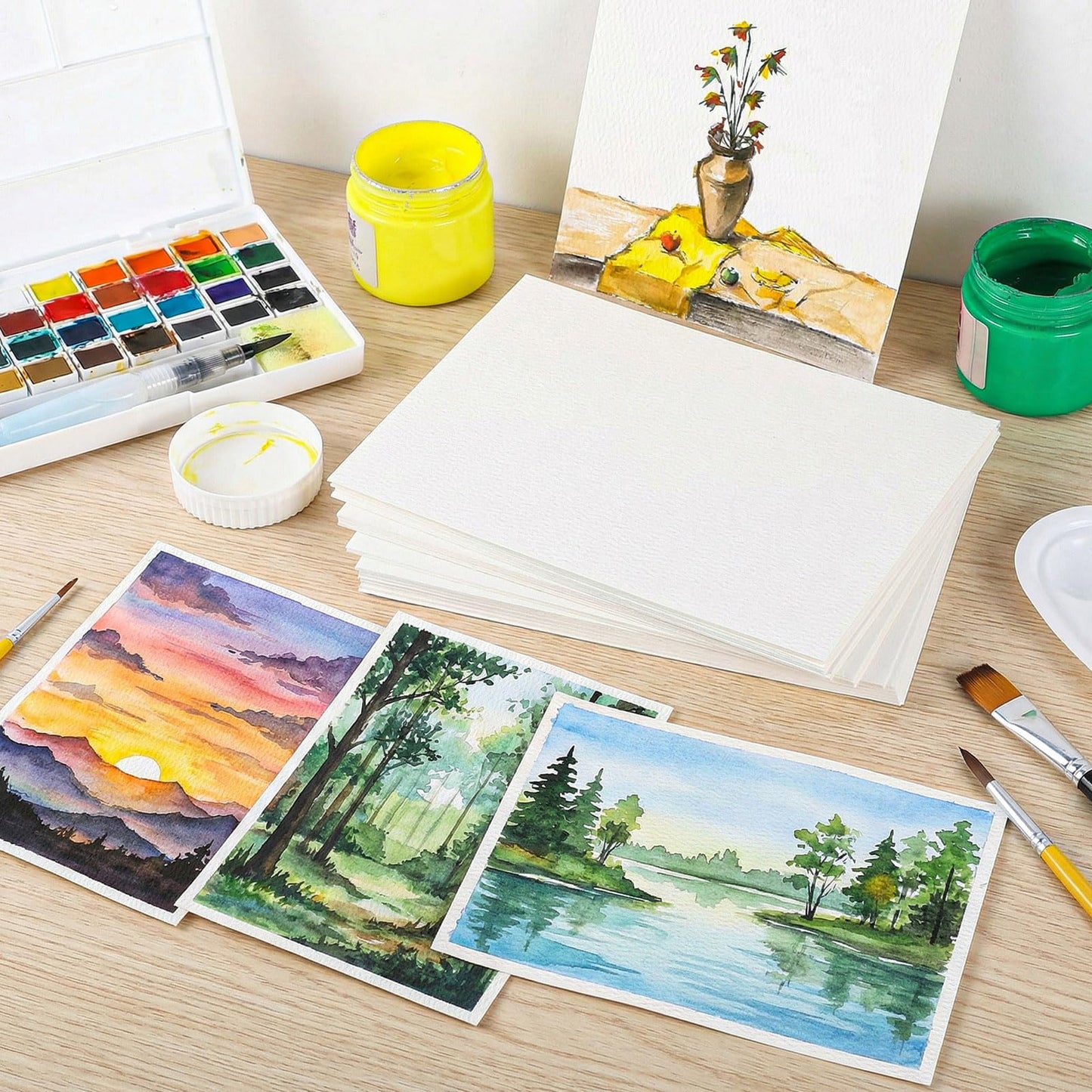 120 Sheets Large Watercolor Paper Bulk, 140 lb/300 GSM Cold Press Paper White Water Color Paper for Students Adults Artists Drawing Gift Cards(11 x 14 inch)