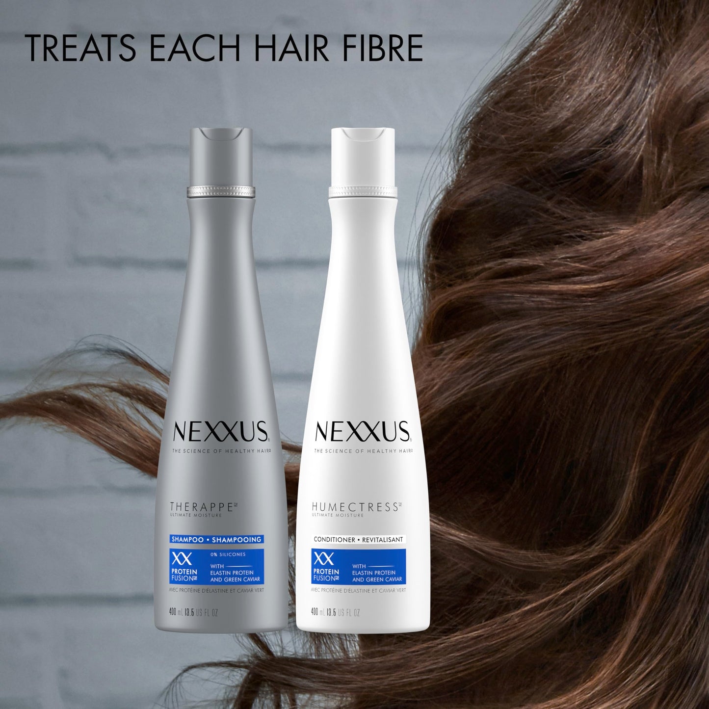 Nexxus Shampoo and Conditioner Therappe & Humectress 2 Count for Dry Hair Care With Proteinfusion Blend for 24-hour Moisture 13.5 oz