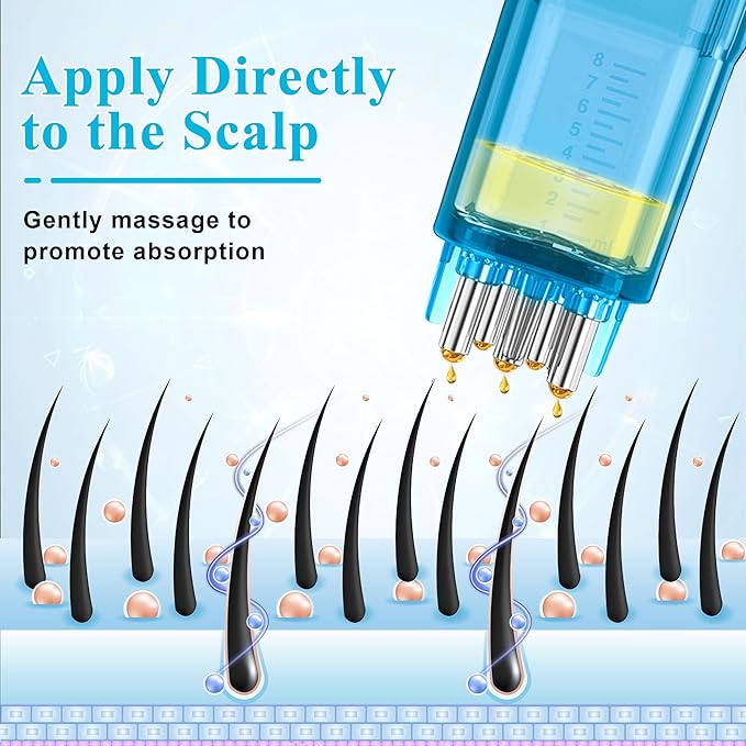 2 PCS Minoxidil Applicators with Cleaning Brush and Dropper, Anglecai Scalp Applicator Comb for Hair Oil Applicator Brush, Minoxidil Brushes for Scalp Applicator Comb for Hair Growth (White+Blue)