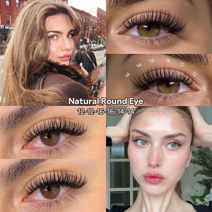 Goddvenus Wispy Natural Lash Clusters 12-14-16mm CC Curl DIY Cluster Eyelash Extensions for Clean Makeup, Individual False Eyelashes Cat Eye Lash Clusters 126pcs