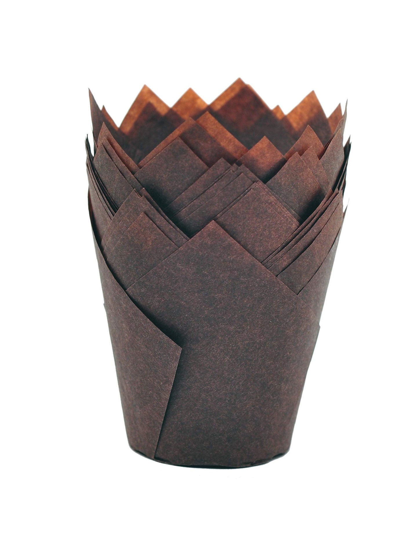 QLSmypkg Large Muffin Greaseproof paper Baking cupcake cups, 2-1/4" x 4" Chocolate Brown Tulip Baking Cup Case of 125 pcs (125, Large)