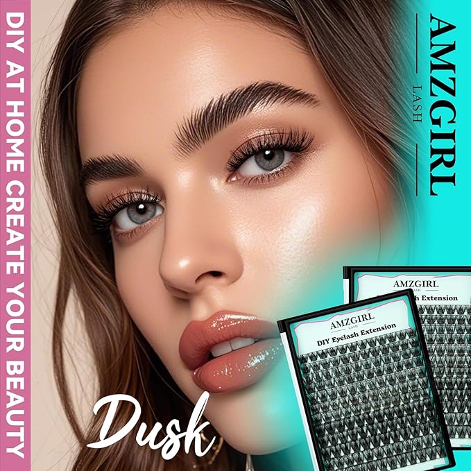 Lash Clusters 144pcs Cluster Eyelash Extensions D Curl Eyelash Clusters False Eyelashes Soft Comfortable Individual Lashes DIY Lash Extensions with Thin Band (Dusk, D-10-18mm)