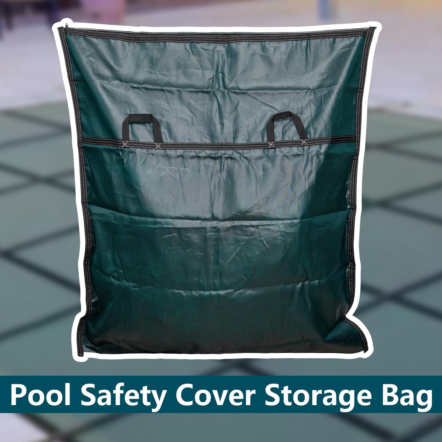 Adnee Pool Safety Cover Stowaway Bag with 4 Carry Handles,48x57 Inch Waterproof Pool Cover Storage Bag, Pool Cover Stowaway Bags for Pool Covers Packing