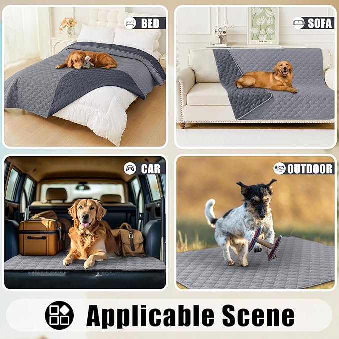 Smiry Waterproof Dog Bed Cover Blanket, Soft Reversible Pet Blanket, Washable Leakproof Cats Dogs Couch Cover for Sofa, Couch, Furniture (52x82 Inch, Grey/Dark Grey)