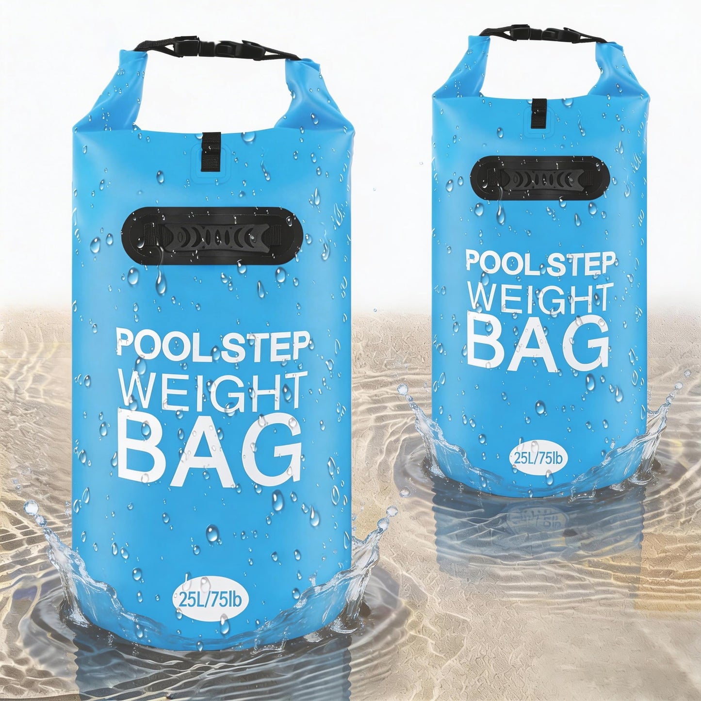 2 Pack 75lb Heavy Duty Pool Ladder Weights, No Breaken Pool Step Weights for Above Ground Pools, 500D PVC Waterproof Pool Stair Weights Pool Sand Bags for Above Ground Swimming Pools Stair (Sky Blue)