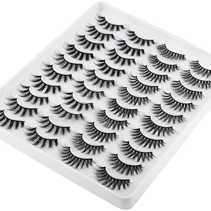 Lanflower Natural Lashes Pack Faux Mink Lashes Handmade Wholesale Strip Lashes 20 Pairs 2 Styles