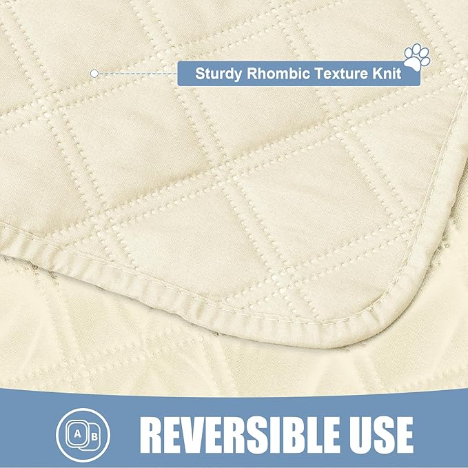 Smiry Waterproof Dog Bed Cover Pet Blanket, Soft Washable Dog Blanket for Furniture Bed Couch Sofa Reversible, Checkered (40"x70", Beige/Beige)