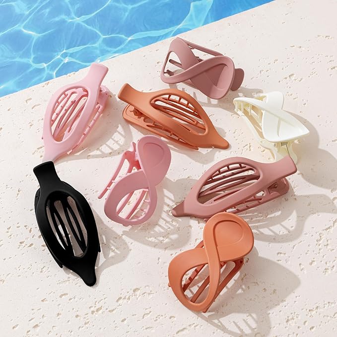 8 Pcs French Flat Hair Clips for Women Matte Claw Clips for Thick & Thin Hair No-Slip Hair Claw Strong Hold Styling Barrettes Accessories