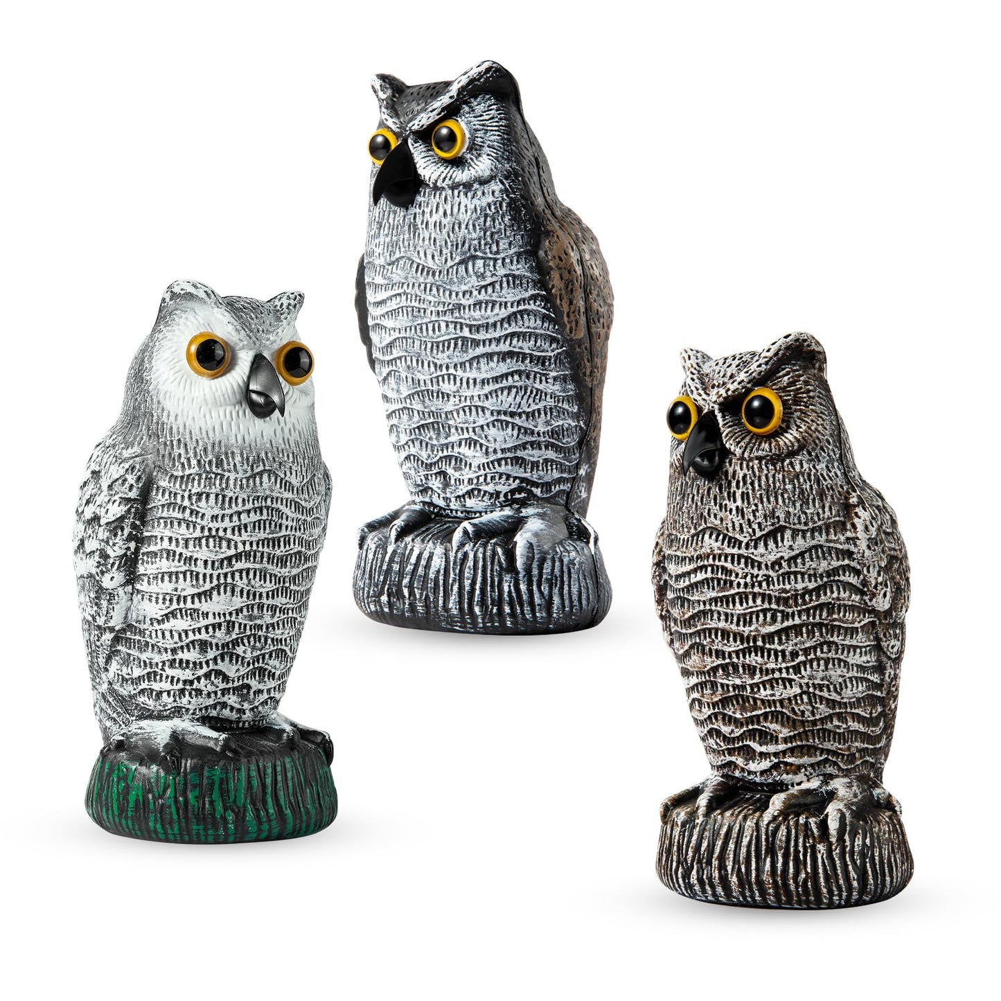 OFFO 3 Pack Plastic Owls Scarecrow for Halloween Decorations Outdoor Garden, Yard, Pool Decoration, 8.3 in Height