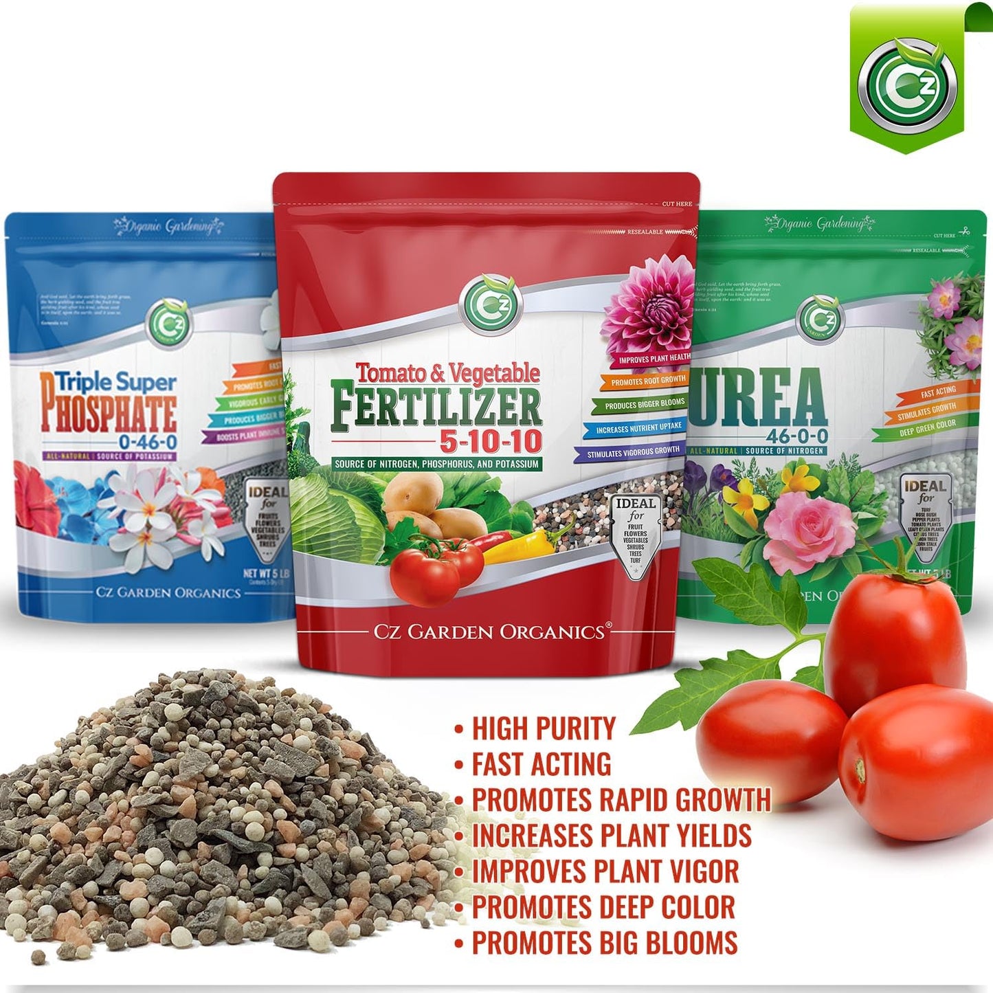 5-10-10 Tomato & Vegetable Fertilizer - Made in USA - 2% Iron + Micronutrients Plant Food for Flower Gardens