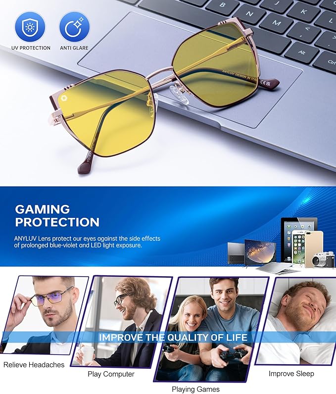 ANYLUV Blue Light Glasses for Woman Men, Womens Blue Light Blocking Glasses Computer Glasses Anti Eyestrain