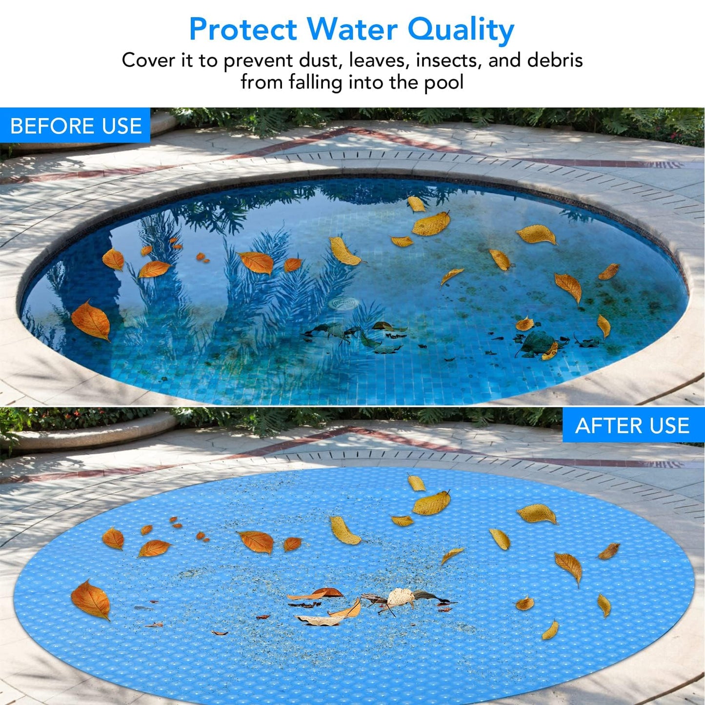 EliteEdge Solar Pool Cover 16x32 ft, 14mil Rectangle Solar Blanket for Inground Pool and Above-Ground Swimming Pool, Blue