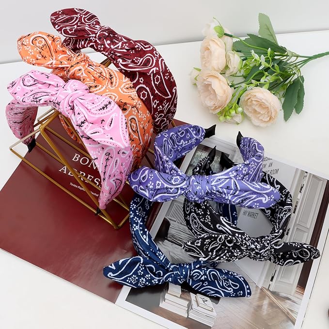 Jaciya Bow Bandanas for Women Bunny Ears Headbands Bandana Headband with Bow for Girls Hair Accessories