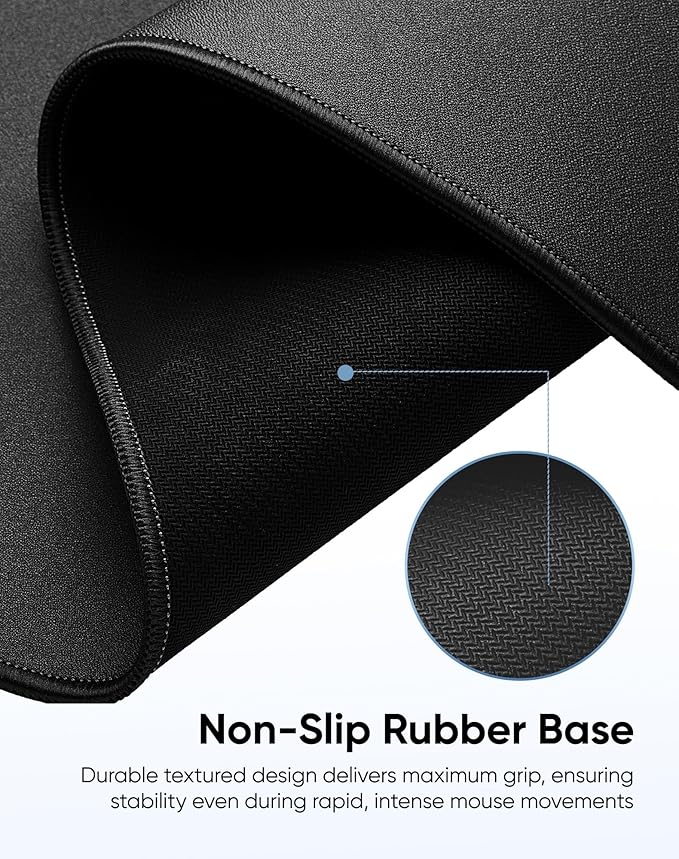Waterproof Large Gaming Mouse Pad with Durable Stitched Edges, Non-Slip Rubber Base, Grainy Jacquard Mouse Mat Desk Pad for Home Office Gaming, 31.5''x11.8''x0.12'', Matte Black