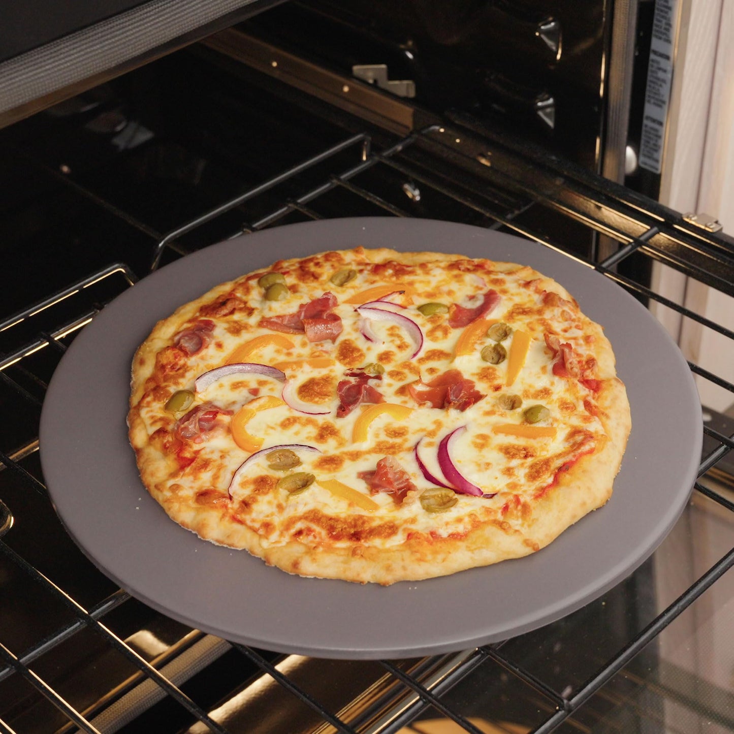 Old Stone Pizza Kitchen Glazed Round Pizza Stone for Oven and Grill, 14 inch