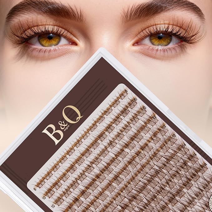 B&Q Brown Lash Clusters Blonde Brown Eyelash Cluster for Light Hair, MochaLash Cluster Eyelash Extensions Soft Browns False Eyelashes Comfortable Eyelash Clusters Perfect for Occasions（MochaLash 03）