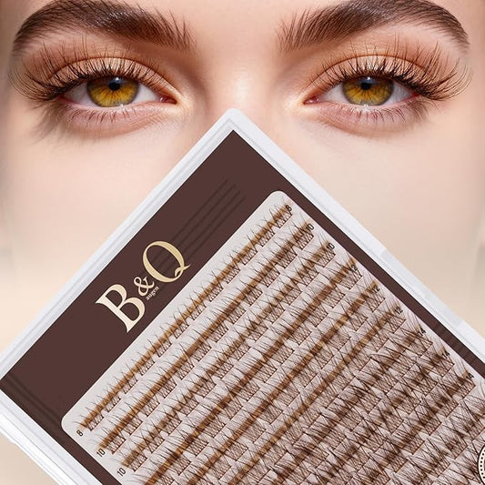 B&Q Brown Lash Clusters Blonde Brown Eyelash Cluster for Light Hair, MochaLash Cluster Eyelash Extensions Soft Browns False Eyelashes Comfortable Eyelash Clusters Perfect for Occasions（MochaLash 03）