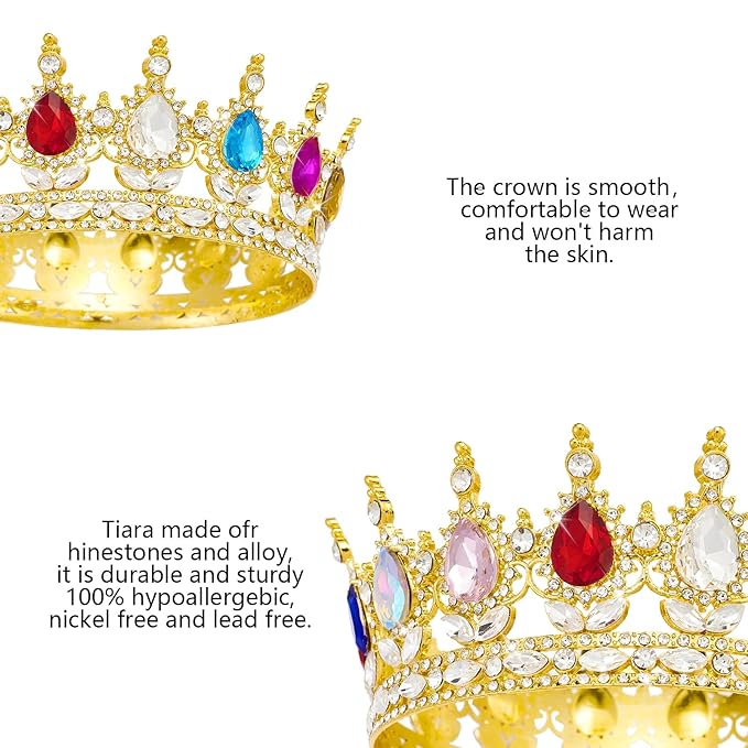 YOUlDIANZI Queen Crown Rhinestone Wedding Crowns and Tiaras for Women Costume Party Hair Accessories Princess Birthday Crown Crystal Bridal Crowns