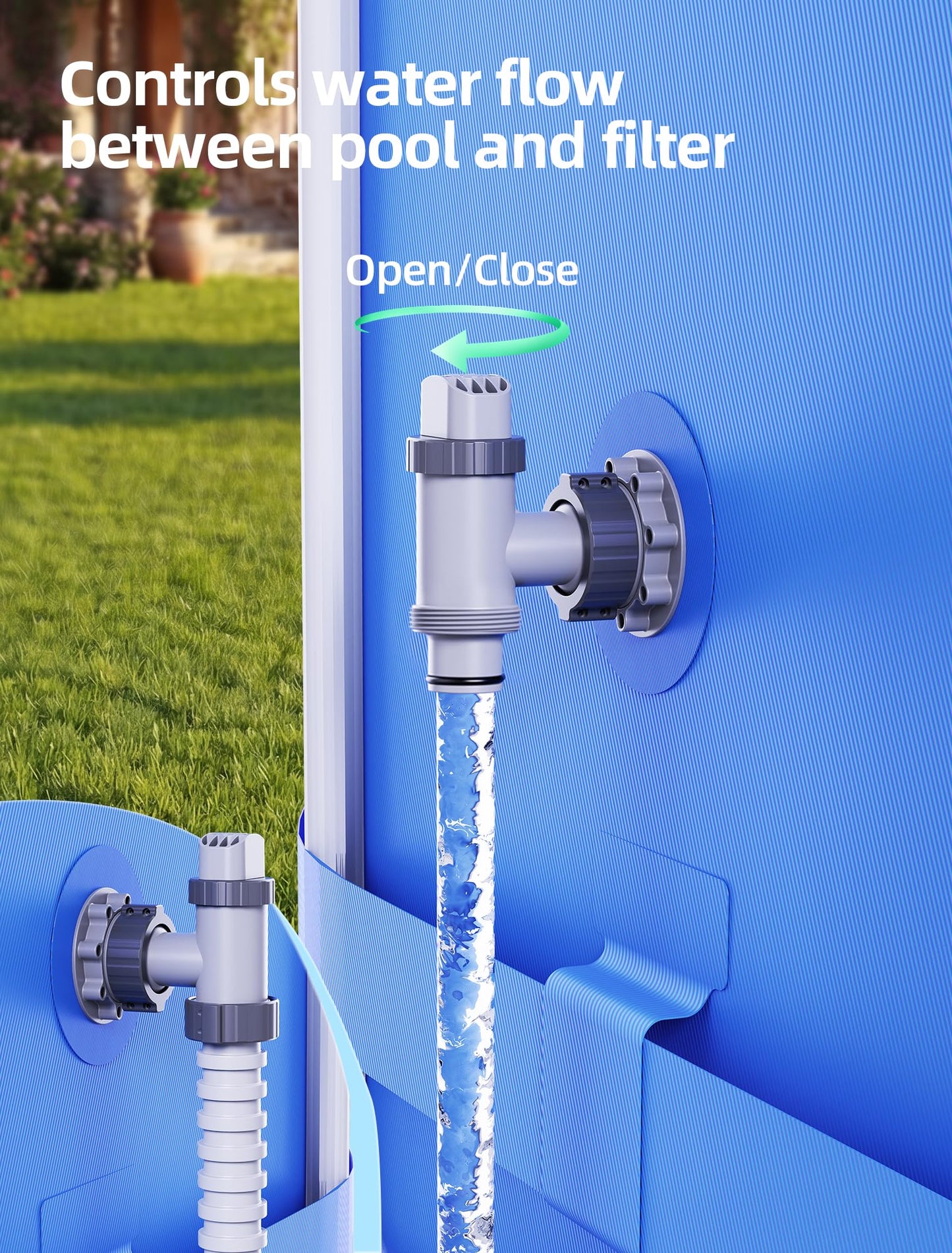 POOLHOUR Above Ground Pool Inlet & Return Replacement Kit with Plunger Valve, 1.5" Outlet Strainer Connector & Jet Nozzle & Strainer Grid, Compatible with I*tex/Col*m*n Pool Parts & Sand Pumps