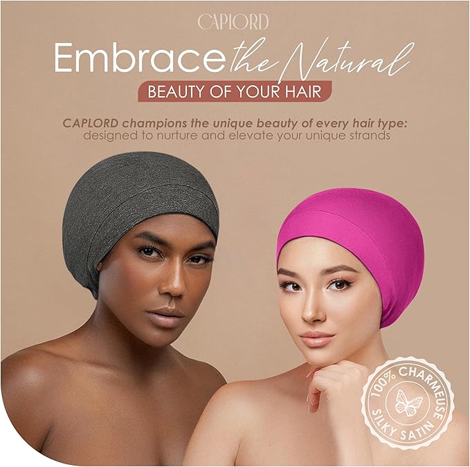 CAPLORD Satin Bonnet for Sleeping, Curly Hair Wrap Sleep for Men, Adjustable Silk Beanies for Women, Silk Hair Bonnet