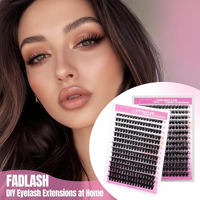 FADLASH Fluffy Eyelash Clusters 80D+100D Natural Lash Clusters Volume Lash Extensions 8-16mm D Curl for Beginners DIY at Home (80D+100D, 2 Pack)