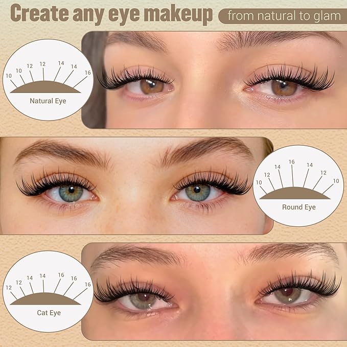 Manga Lash Clusters Natural Eyelash Clusters Wispy Cluster Eyelash Extensions Spiky Lashes Clusters with Soft Thin Band 240PCS Daily Wear Eyelashes Clusters C-Curly 10-16mm DIY Lash Extensions