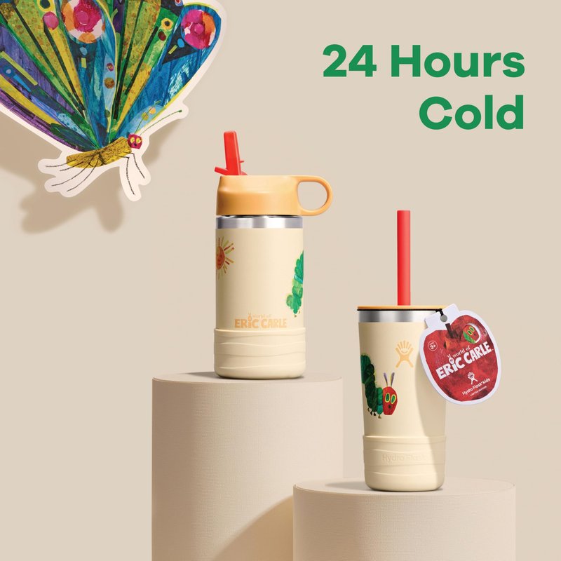 Hydro Flask Kids Water Bottle and Tumbler Bundle Set for School - Stainless Steel and Insulated with Straw Cap - 12 Oz World of Eric Carle™ Caterpillar