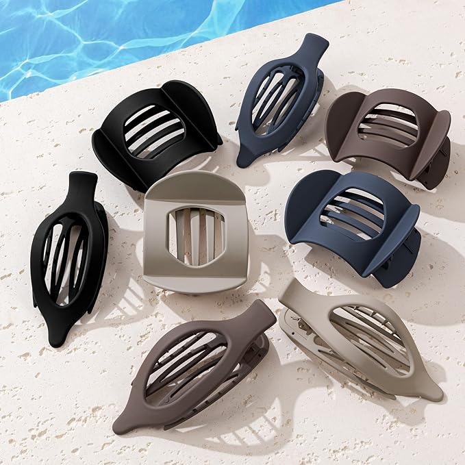 8 Pack Flat Hair Clips for Women, Matte Flat Claw Clips for Thick & Thin Hair No-Slip Strong Hold Hair Barrettes, French Duckbill Styling Accessories for Women