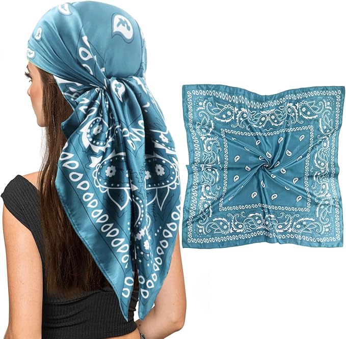 vimate 35" Square Silk Like Head Scarf - Women's Fashion Satin Scarf Bandana for Hair Wrapping at Night.